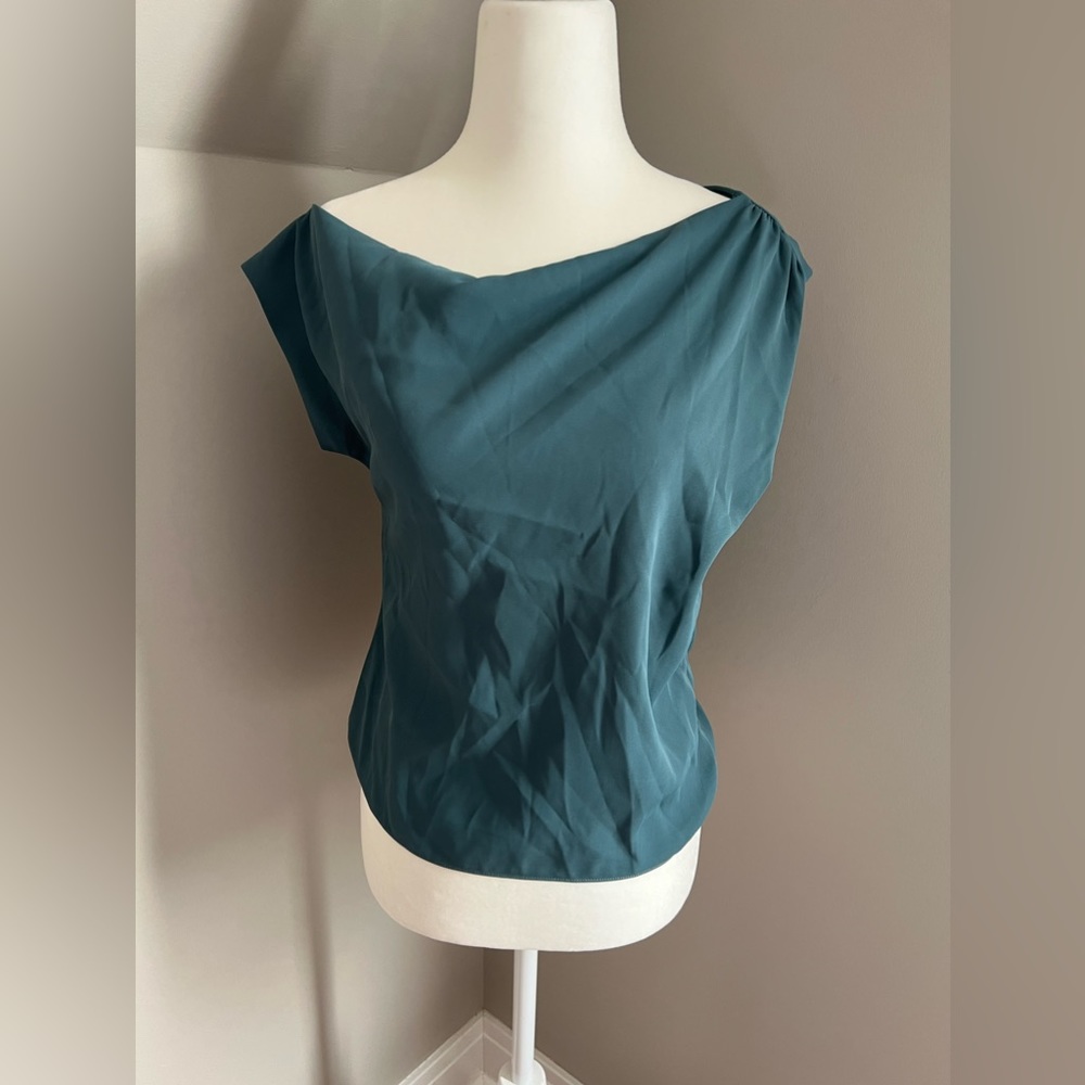 Draped green blouse xs
